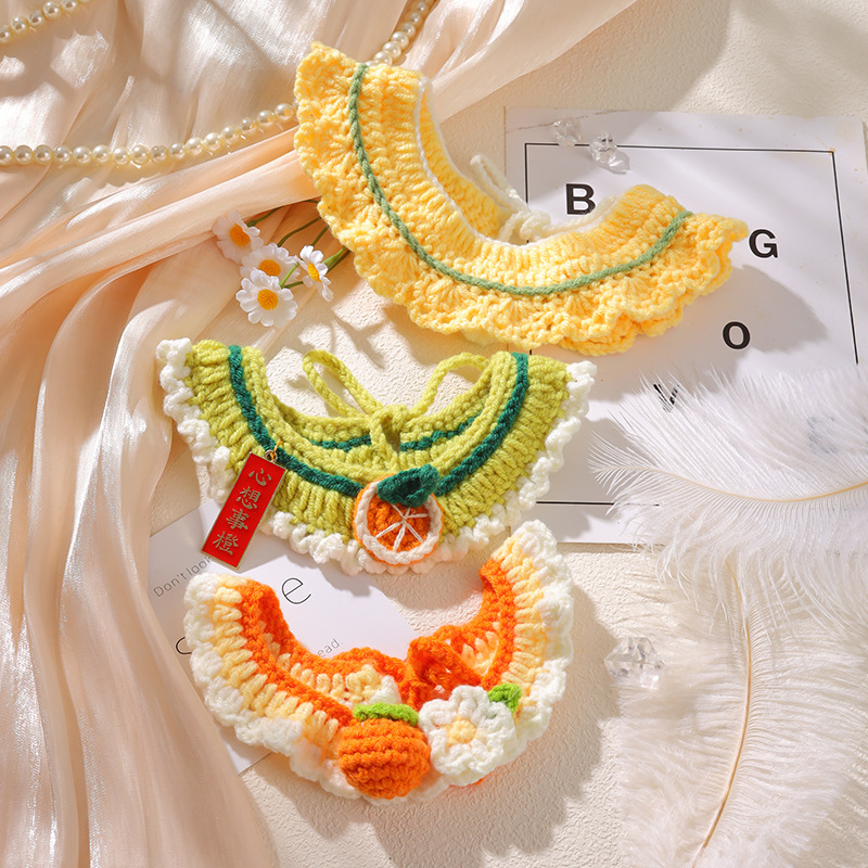 Cats and Dogs Cute Knitted Scarf Slippery Towel Wool Collar Bib Small Dog Photo Decorative Handmade Scarf