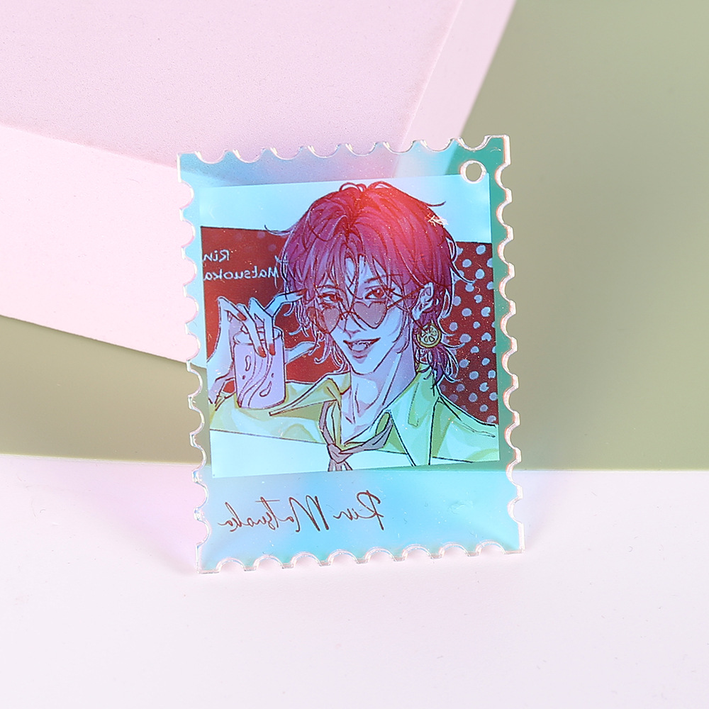 Acrylic Colorful Laser Stamps Customized with Two-Dimensional Cartoon Designs, Custom-Made Anime Celebrity Merchandise DIY Stamps