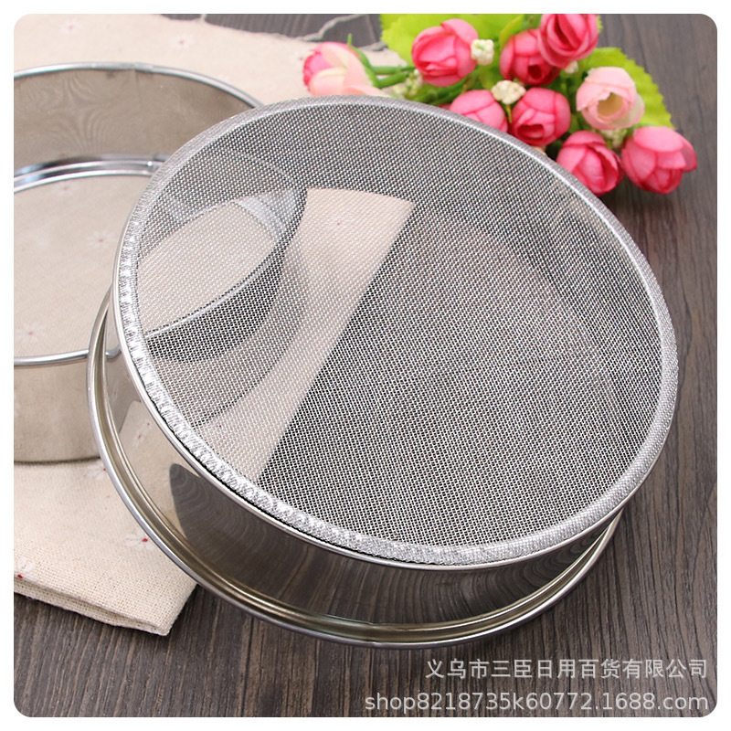 15cm flour sieve filter screen surface ultra-fine baking handheld 60 mesh stainless steel flour sieve for kitchen