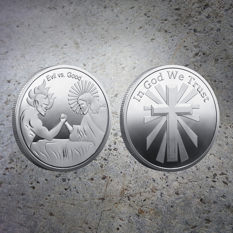 Good and Evil Coins Foreign Trade Metal Commemorative Medals Battle of Good and Evil Foreign Currency Challenge Coins Lucky Coins Cross-Border