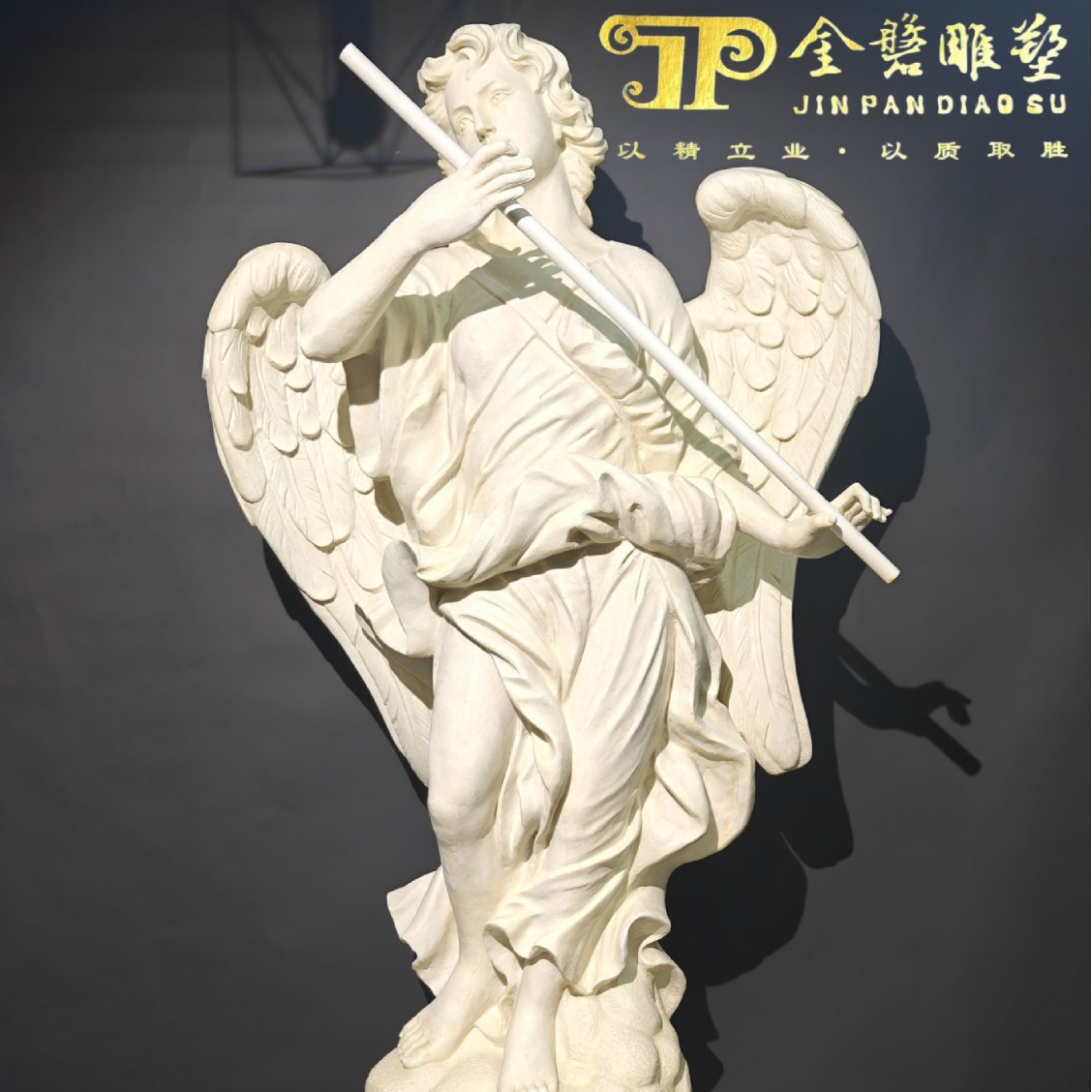 Large Western Mythological Figure Sculpture White Jade Stone Sculpture Figure Garden Square Landscape European Style Figure Ornaments