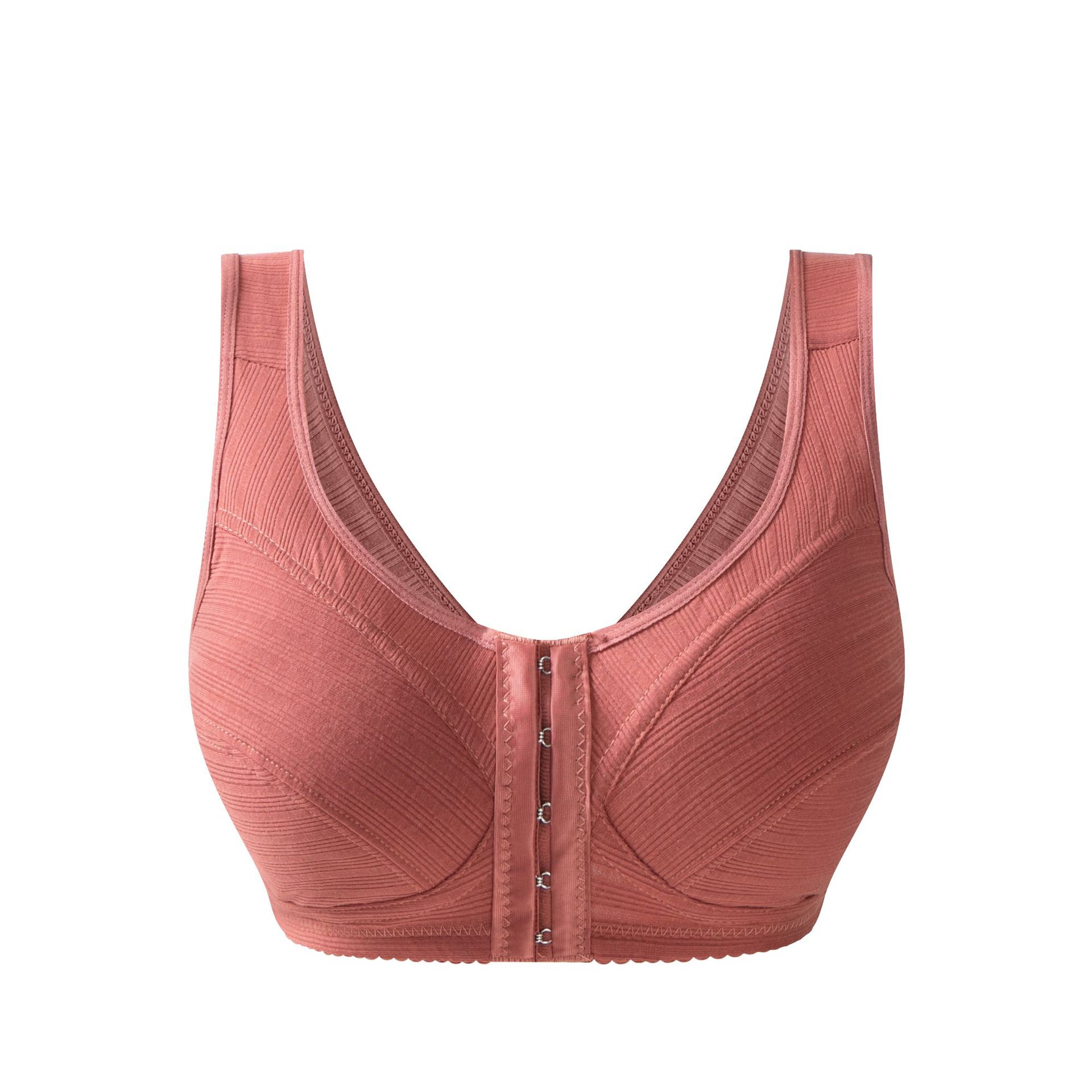 New Threaded Cloth Cotton Front Buckle Underwear Women's Vest Thin Cotton Middle-aged and Elderly plus size Bra without Steel Rings