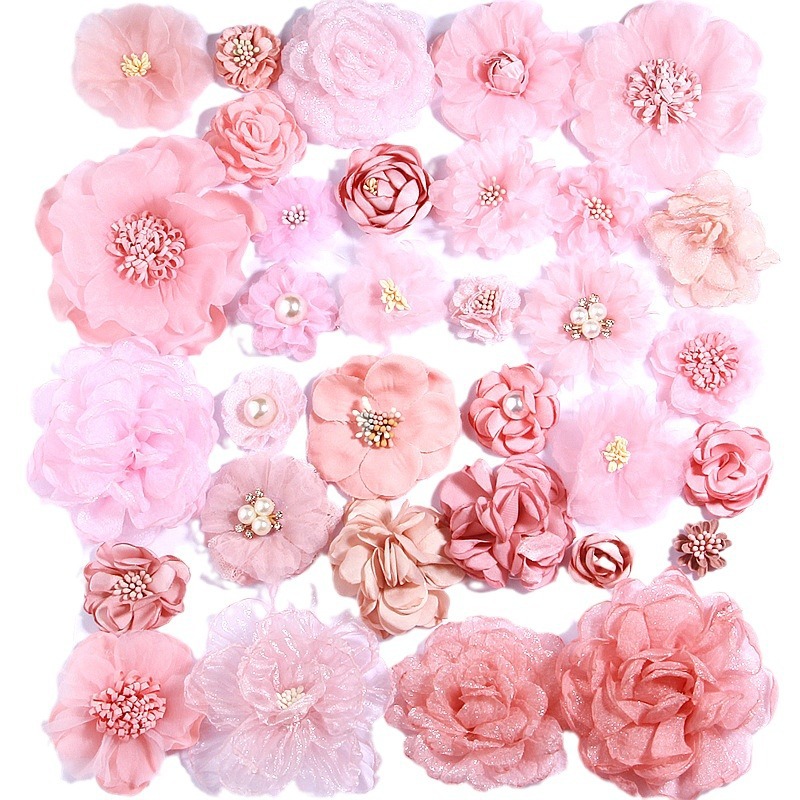 Snow Bud Series Champagne Handmade Burned Camellia Flower Head Flower Corsage Wrist Flower Hair Accessories Garment Decoration Accessories