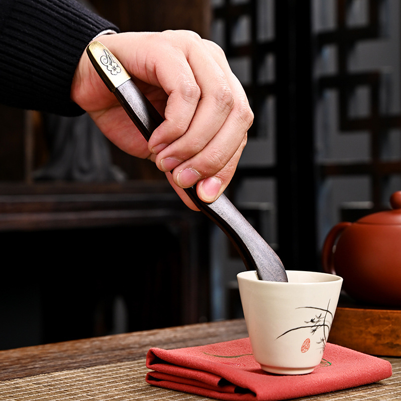 Solid wood tea clip wholesale curved clip tea clip tea spoon laser logo tea ceremony spare parts cross-border supply a generation of hair