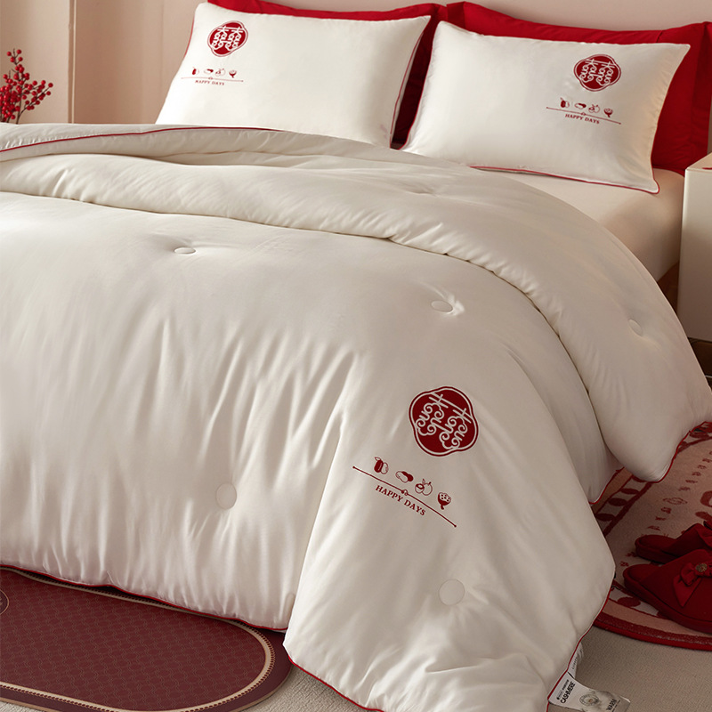 New wedding dowry double happiness quilt core winter quilt cashmere protein fiber quilt warm spring and autumn space quilt air conditioning quilt core