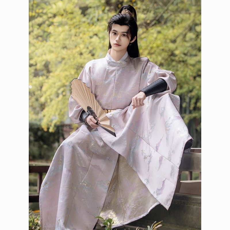 Chinese Style Ceremonial Hanfu Men's Tang-Style Round-Neck Robe 2025 New Spring Style Ming-Style Robe Men's Ancient Costume Men's Clothing