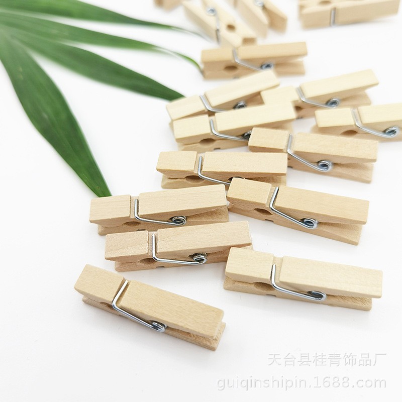 Source manufacturer wooden small clip diy handmade accessories photo clip card clip color log color clip