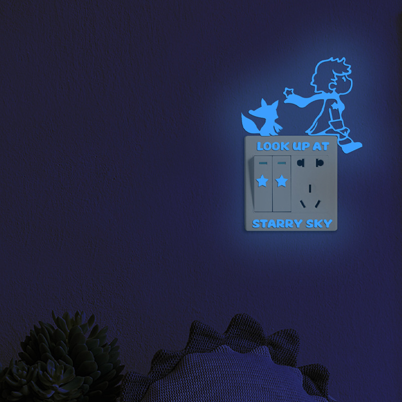 Cross-border explosions luminous fluorescent little prince fox wall stickers switch decorative stickers wholesale PVC removable