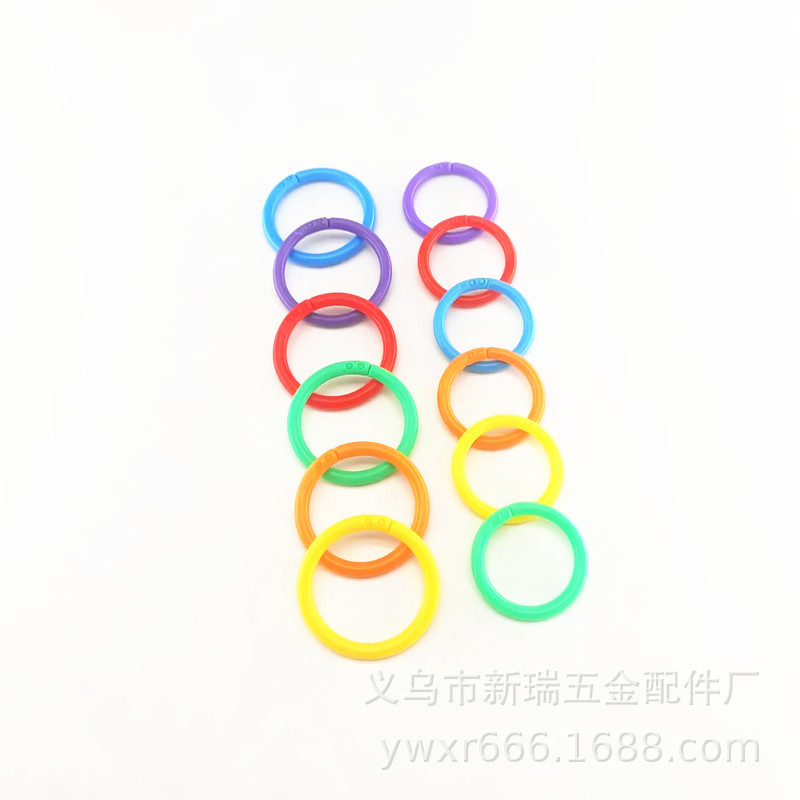 Plastic Book Ring Literacy Card Binding Open Ring Double Hole Loose-Leaf Card Ring Book Ring Colorful Circle Book Binding Ring
