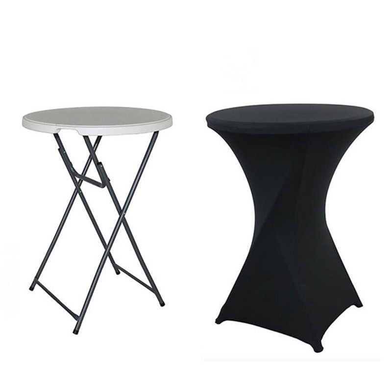 Wholesale Solid Color Bar Table Cover Bar Banquet Tablecloth Cocktail Round Table Cover White Elastic Tablecloth Cross-Border