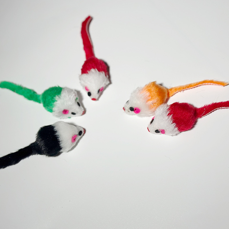 Cat Toy simulation mouse with sand ringing cat molar interactive toy colorful tail plush mouse