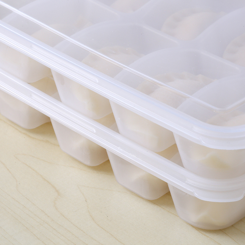 15-grid quick-frozen dumpling box single-layer with lid freezing box fresh-keeping non-stick Freezing Microwave thawing wonton box manufacturers
