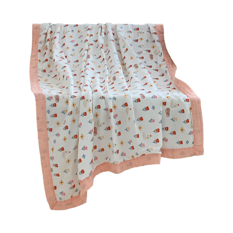 Four-Layer Bamboo Fiber Gauze Cover Blanket Summer Air-conditioning Blanket Children's Summer Cool Quilt Thin Small Blanket Baby Nap Blanket