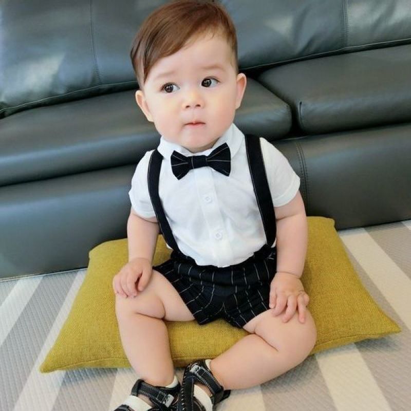 Little Boy Suit, Summer Baby 1 Year Old Banquet Dress, Spring & Fall 2 Week Clothes, Infant and Kids Birthday Gentleman Suit