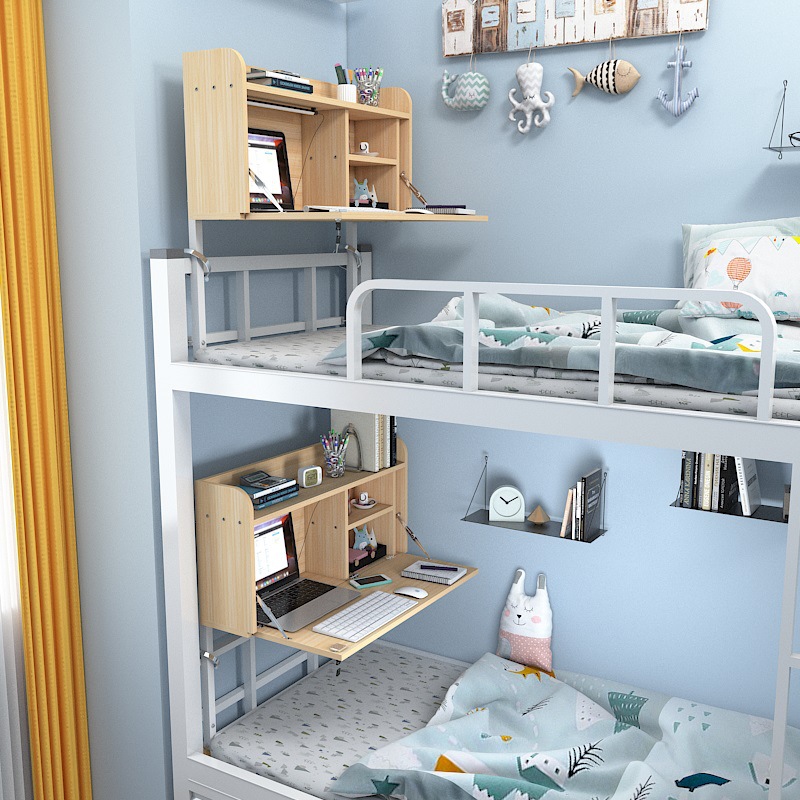 College Student Bed Desk Dormitory Upper Bunk Suspended Lazy Study Table Dormitory Lower Bunk Foldableable Computer Table