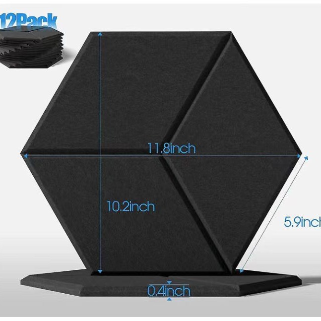 Cross-Border 12-Piece Wall Decoration Sound Insulation Board Home Noise Reduction Hexagonal Self-Adhesive Acoustic Polyester Fiber Sound-Absorbing Board
