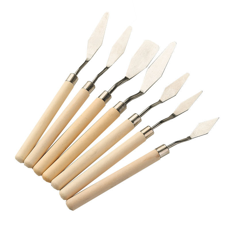 Cross-border art oil painting scraper stainless steel pick knife 5 oil painting knife set pointed color shovel paint small scraper