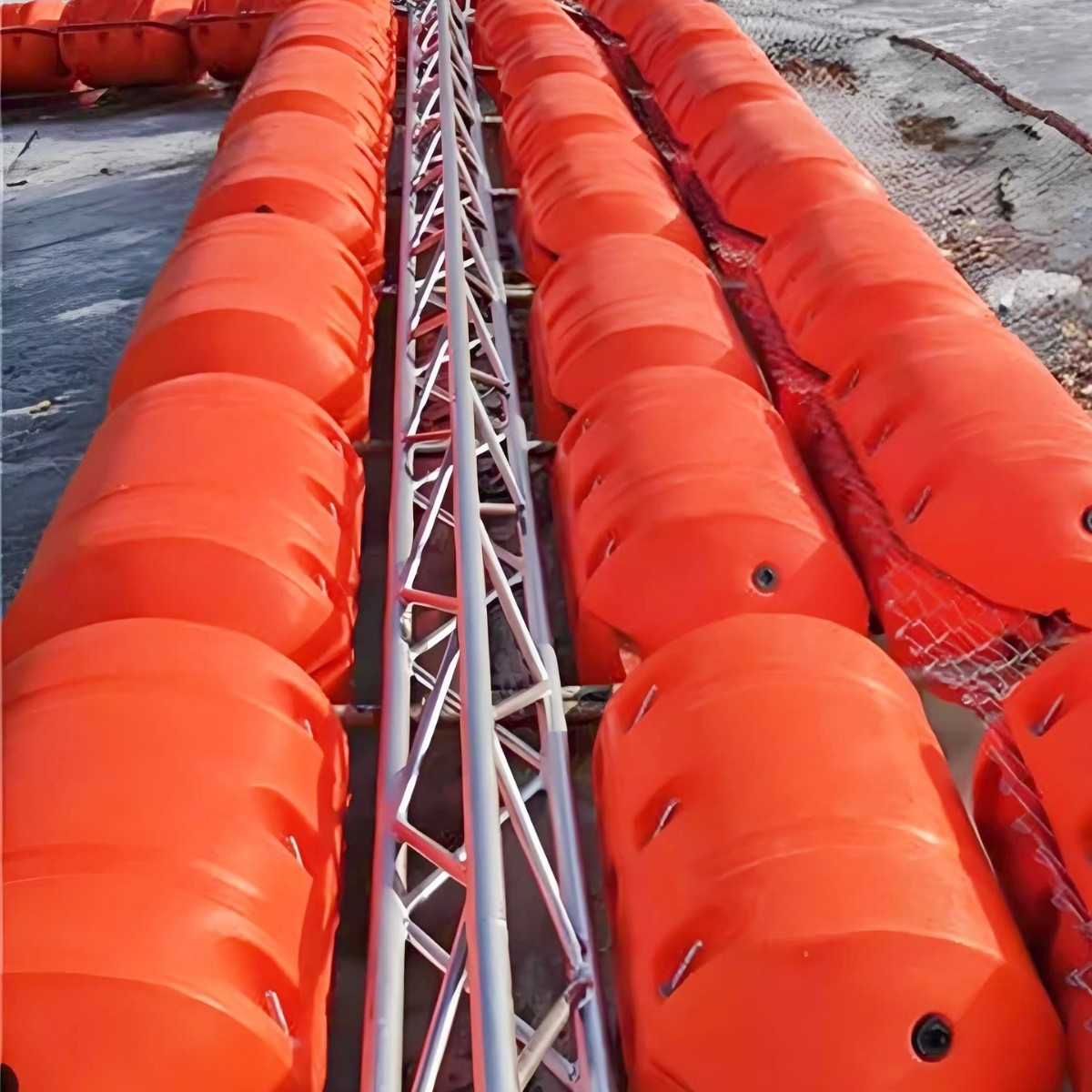 Поставки подводного управления мусором с плавающим понтоном из стальной сетки, пластиковый понтон 800*1000, внутренний диаметр 110мм