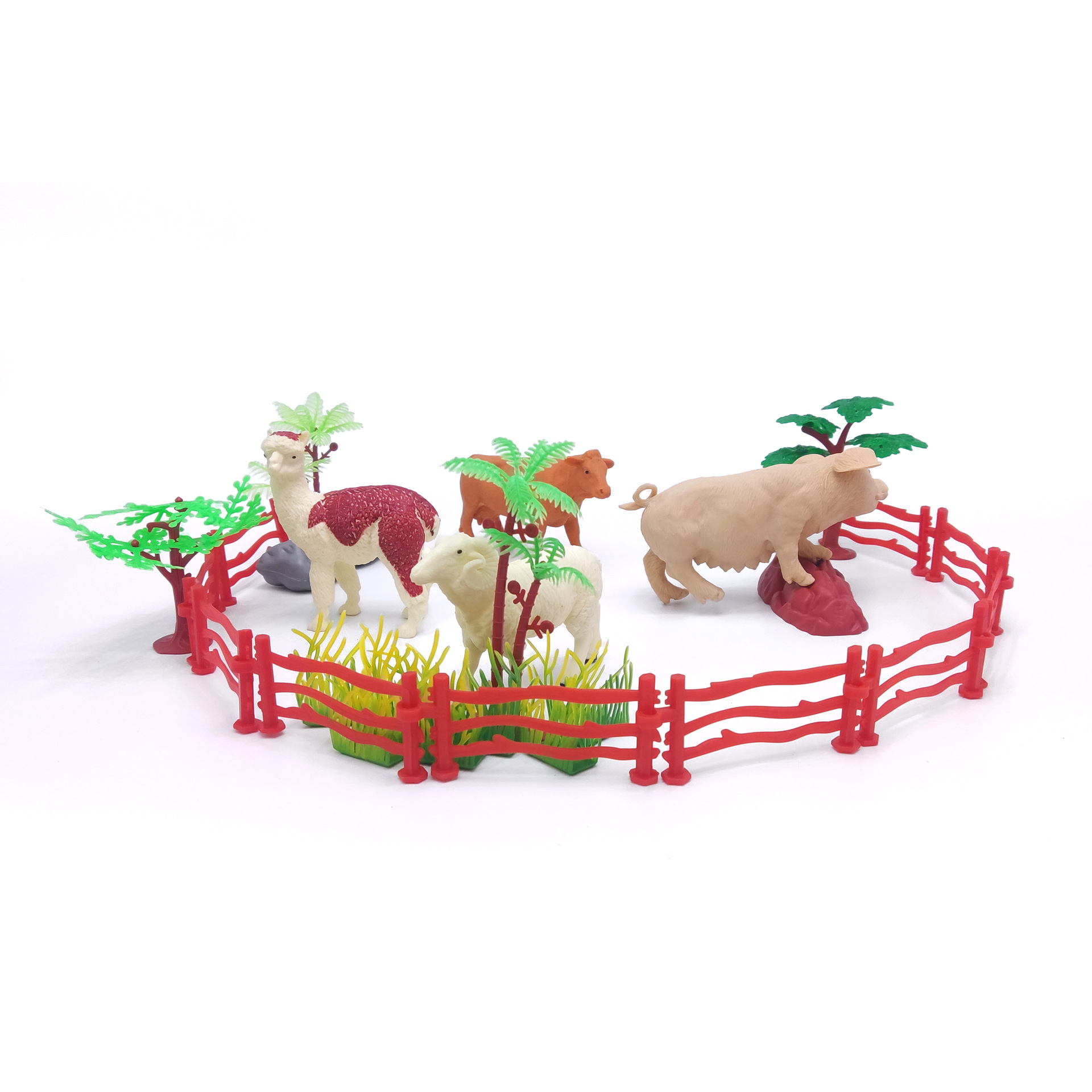 A Variety of Sand Table Scene Ornaments, Dinosaur Farm Animals, Coconut Trees, Volcano Accessories, Children's Simulation Model Toys