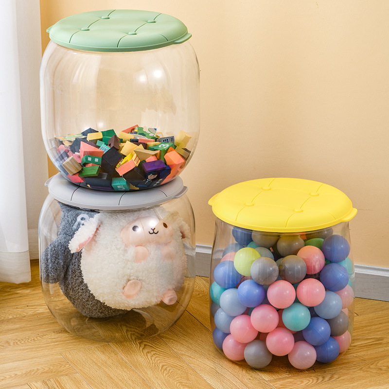 Многофункциональный пуф для хранения, прозрачный пуф для смены обуви, пластиковый ящик для хранения кукол