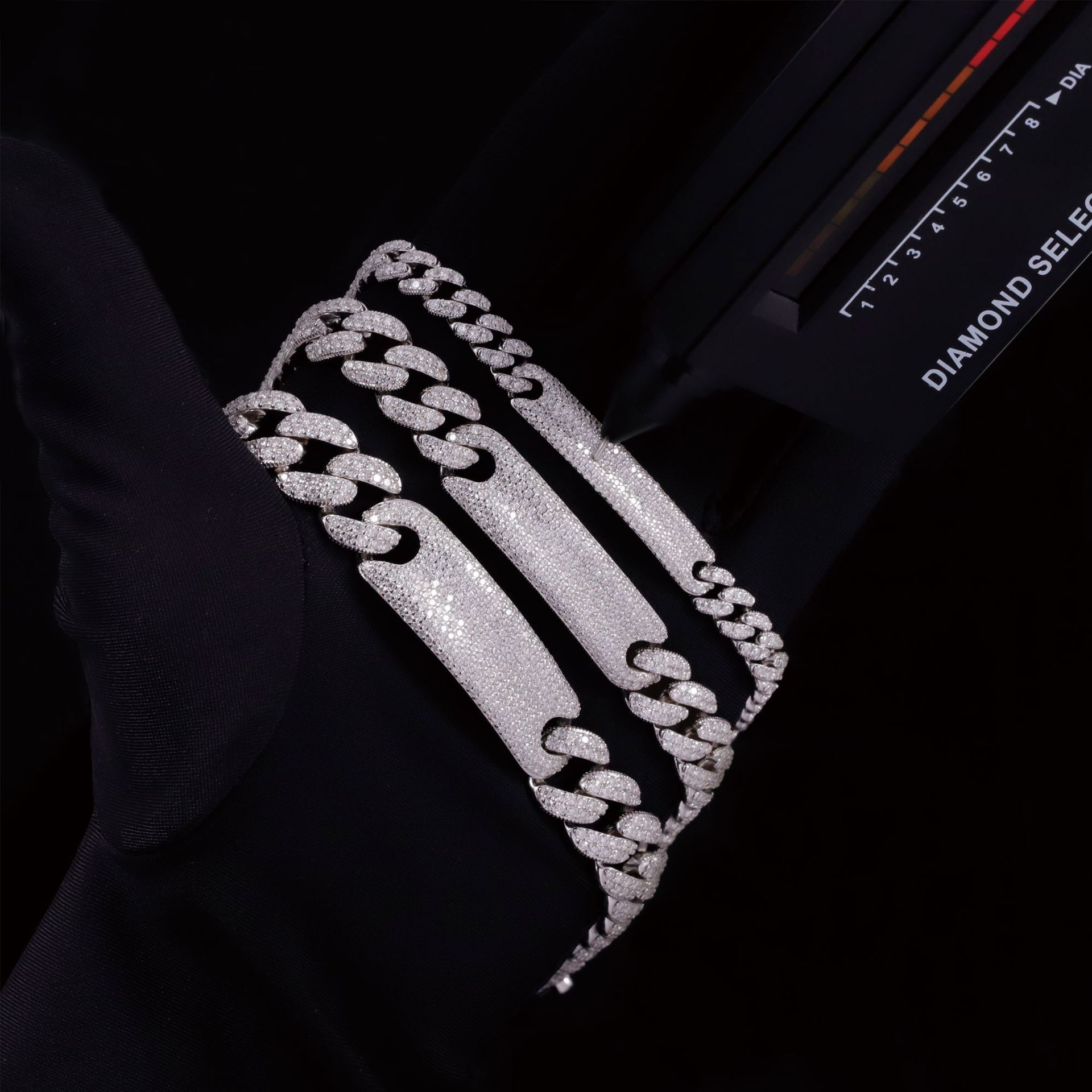 European and American Hip-Hop Style Cuban Bracelet S925 Silver Inlaid with Moissanite Cross-Border New Style Personalized Trendy Niche Men's and Women's Bracelet