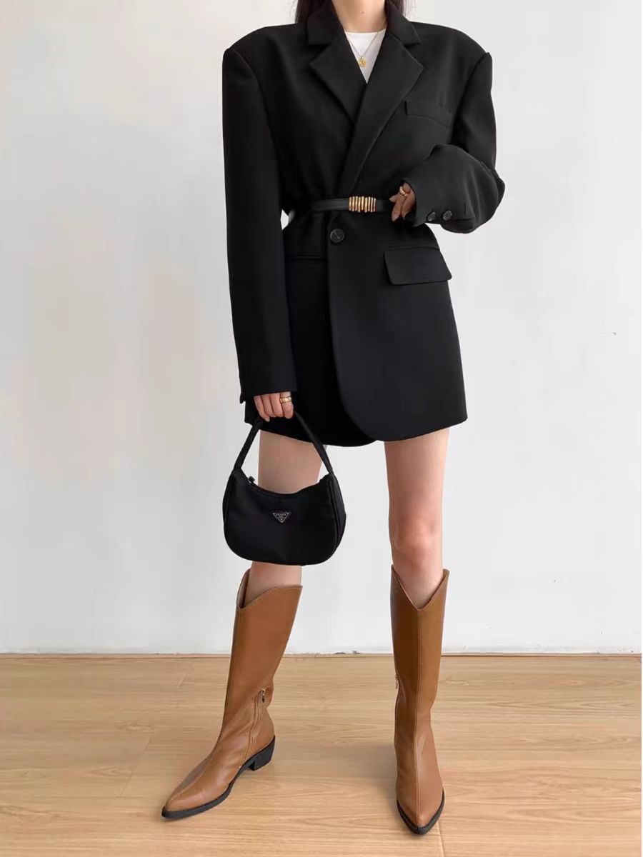 Spring and Autumn Suit Black Temperament Fashion New Jacket Commuting Casual Korean Style Small Suit Small Suit Jacket