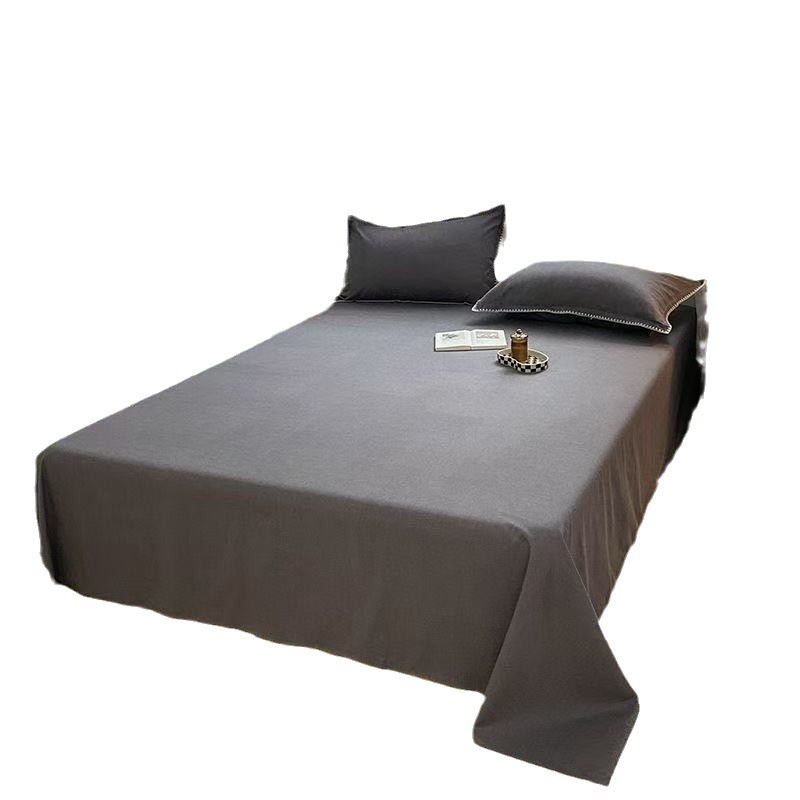 Solid Color Bed Sheet Single Japanese Washed Cotton Thickened Quilt Set 1.5m Student Dormitory Single Sanding Kang Single