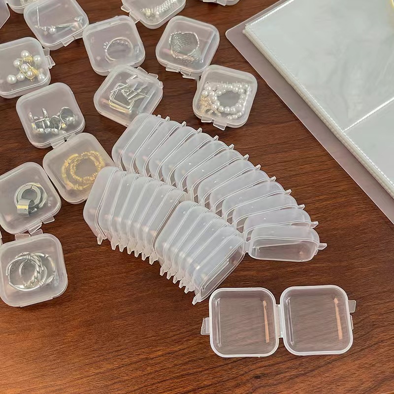 Transparent plastic jewelry box small box small pill box ear studs storage box ring jewelry box mobile phone card storage box ear