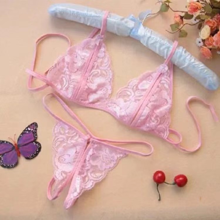 Sexy Three-Point Sexy Lingerie Small Three-Point Women's Transparent Lace Bra Panties Temptation Split Set Dropshipping