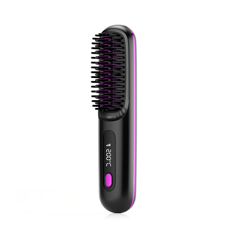 New cross-border LCD wireless hair comb charging ceramic electronic comb MINI hair straightener portable hair comb
