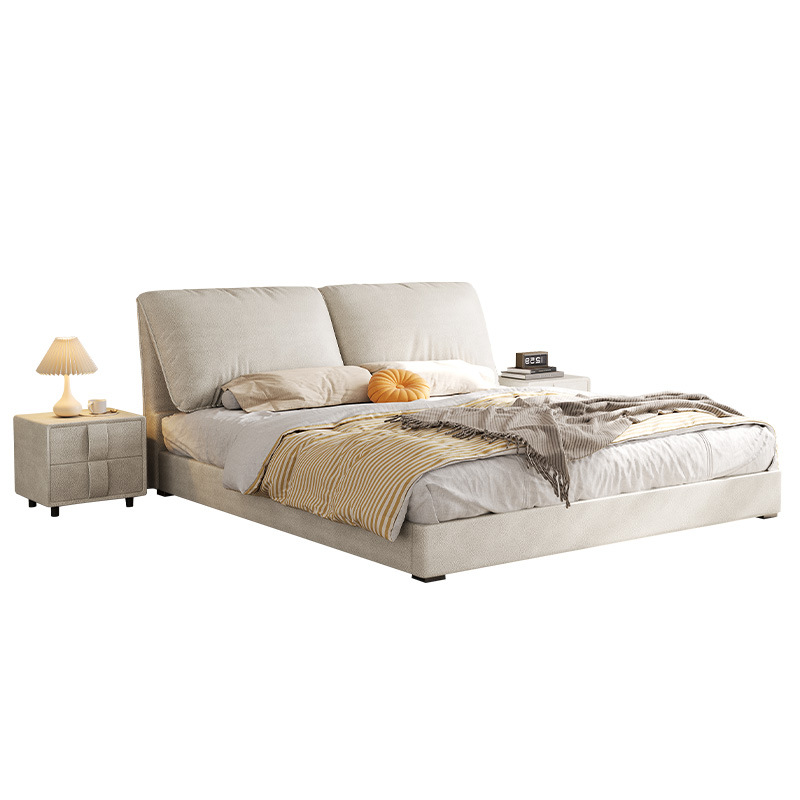 Italian Minimalist Cat Paw Leather Double Bed Bedroom Multifunctional Storage Bed Cream Style 1.8m Large Bed Leather Art