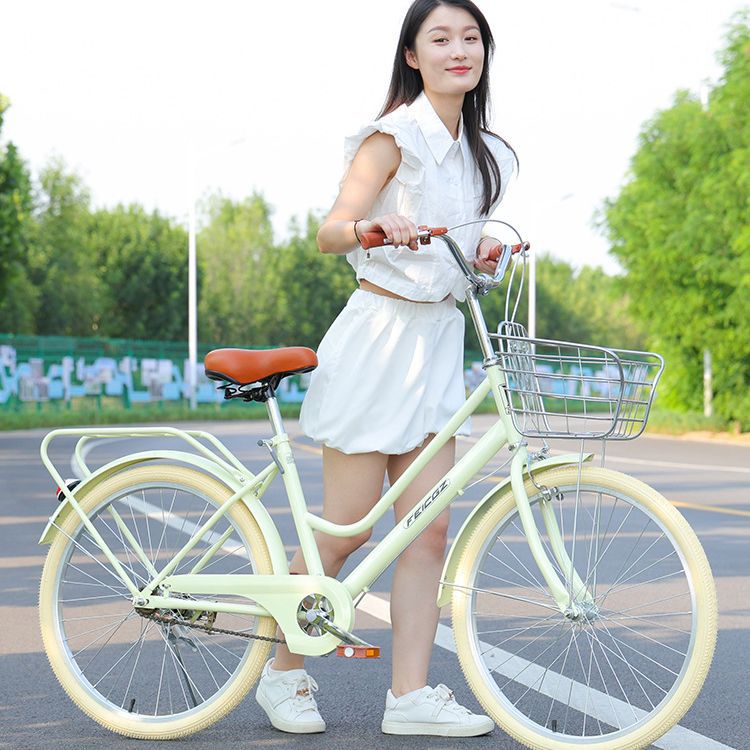 24 Inch Women's Retro Bicycle Adult Light Bicycle Student Variable Speed Scooter Lady Commuter Bicycle