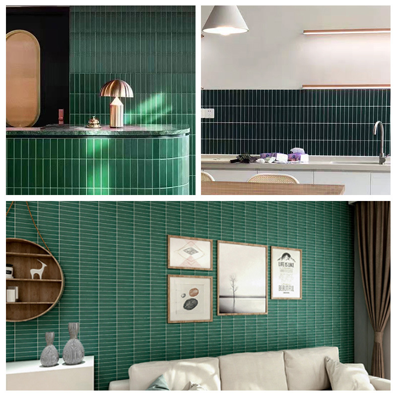 Nordic long brick dark green black white gray strip tile toilet bathroom wall tile mosaic tile processing custom