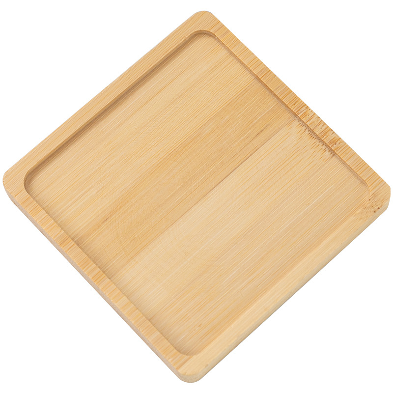 Bamboo Wooden Round Tray Succulent Flower Pot Bamboo Tray Dessert Tray Accessories Insulated Non-Slip Bamboo Special-Shaped Multi-Tea Coaster Batch
