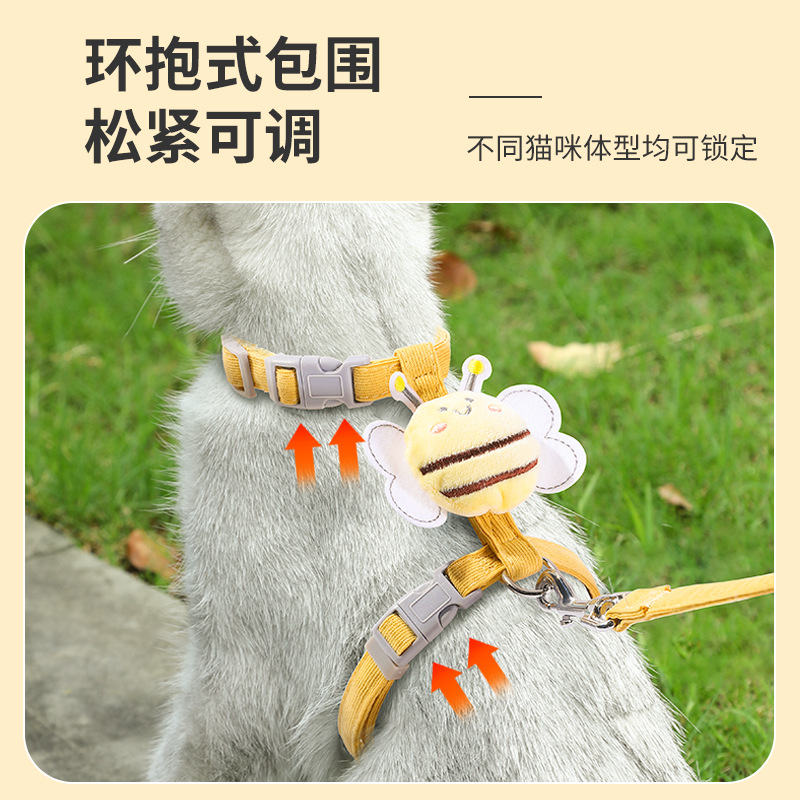 Cat Traction Rope to Prevent Break-Away, Special Cat Leash for Outings, I-Shaped Internet Celebrity Adjustable Chest and Back Cat Leash Factory