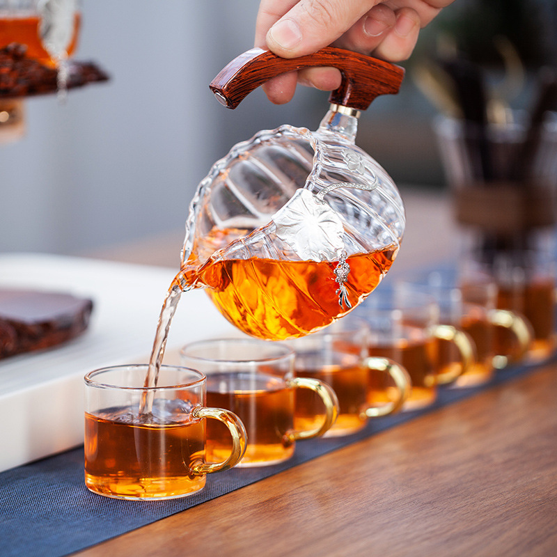 Money Tree Semi-automatic Tea Set Lazy Glass Kung Fu Tea Set Home Office Reception Creative Magnetic Tea Maker