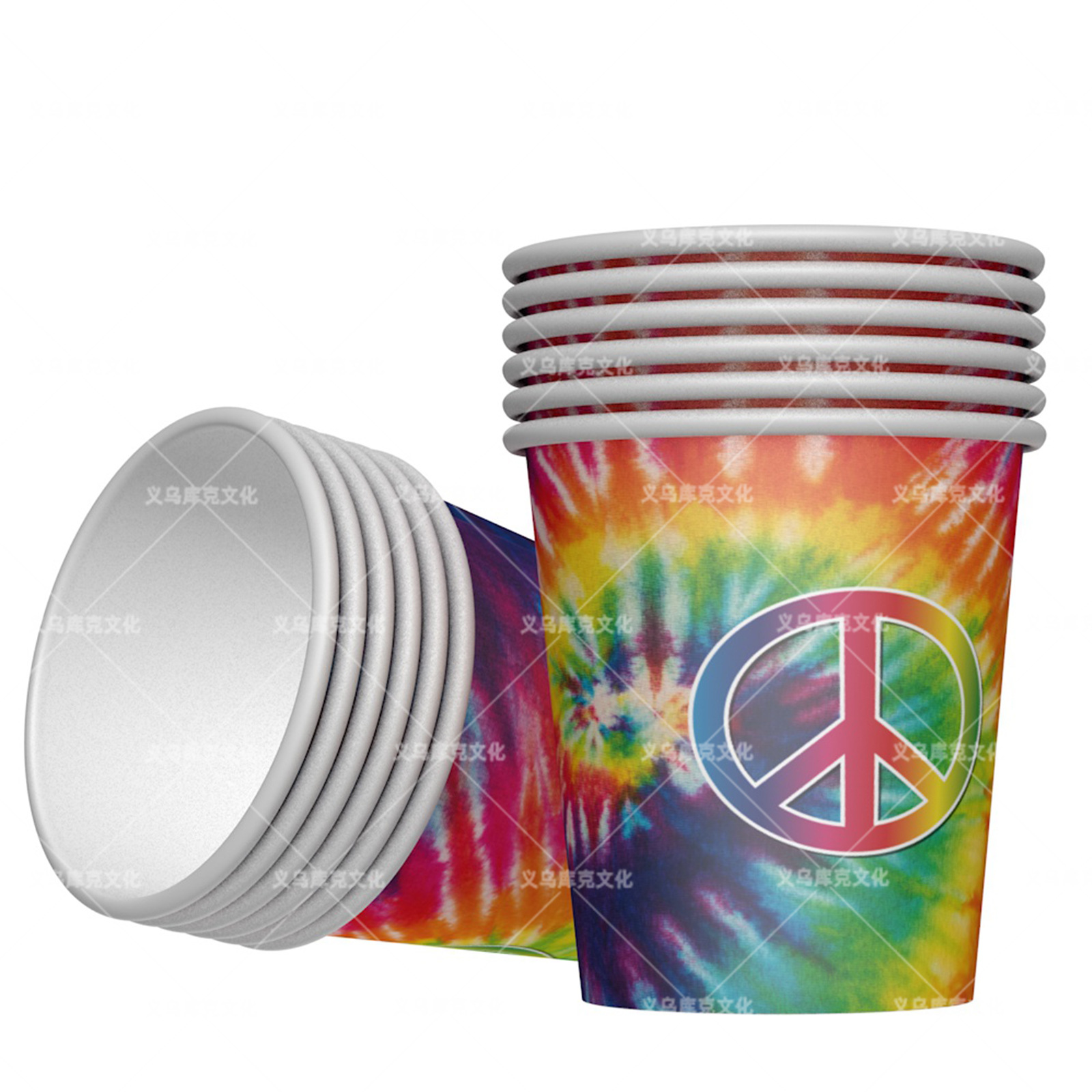 Amazon Tie Dye Color Rainbow Birthday Party Set Children's Holiday Party Supplies Paper Tray Paper Cup Paper Tableware