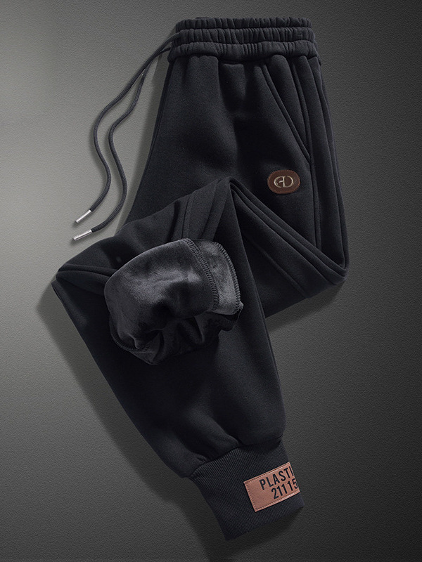 Winter fleece-lined Thickened Sports Pants Men's Heavy-weight Loose Leg-toe Knitted Grey Sweatpants plus size Casual Autumn Pants