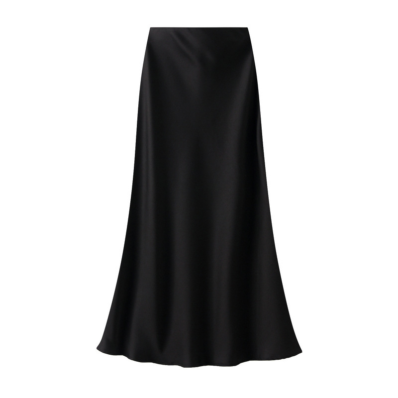 Grade-feel draped acetic acid satin skirt women's summer mid-length fishtail skirt waist slim A- line hip high waist length