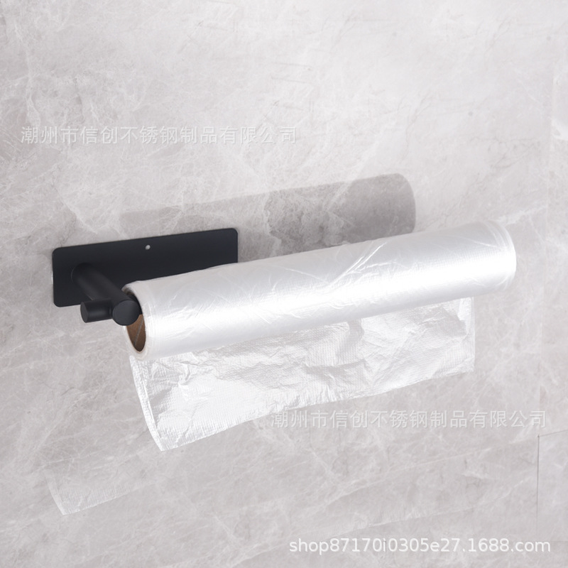 Cross-border 304 stainless steel punch-free cabinet rack paper holder plastic wrap Amazon gold-plated tissue holder bathroom