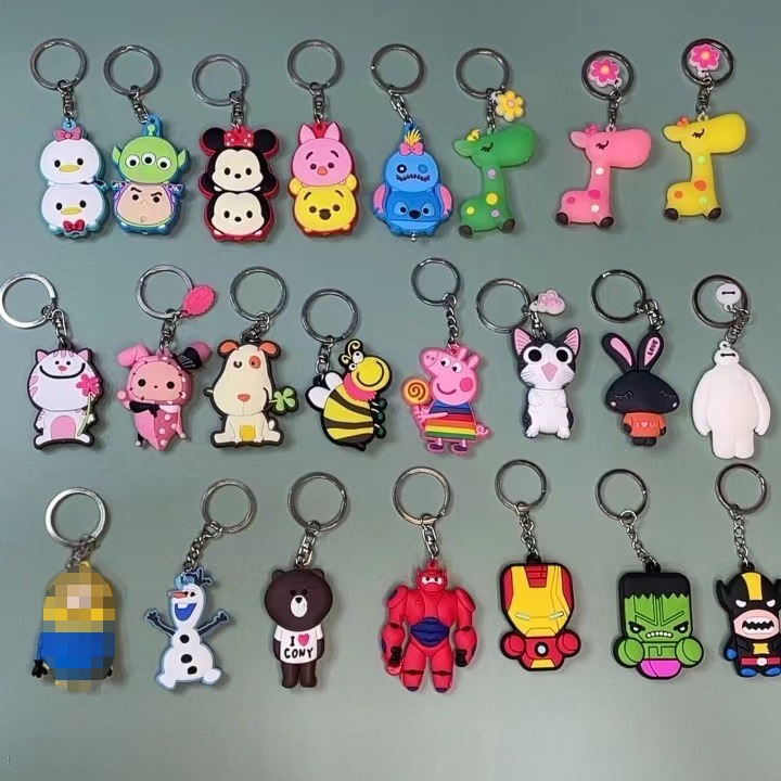 PVC soft rubber key chain key chain creative cartoon drop bag small pendant small gift in stock wholesale custom