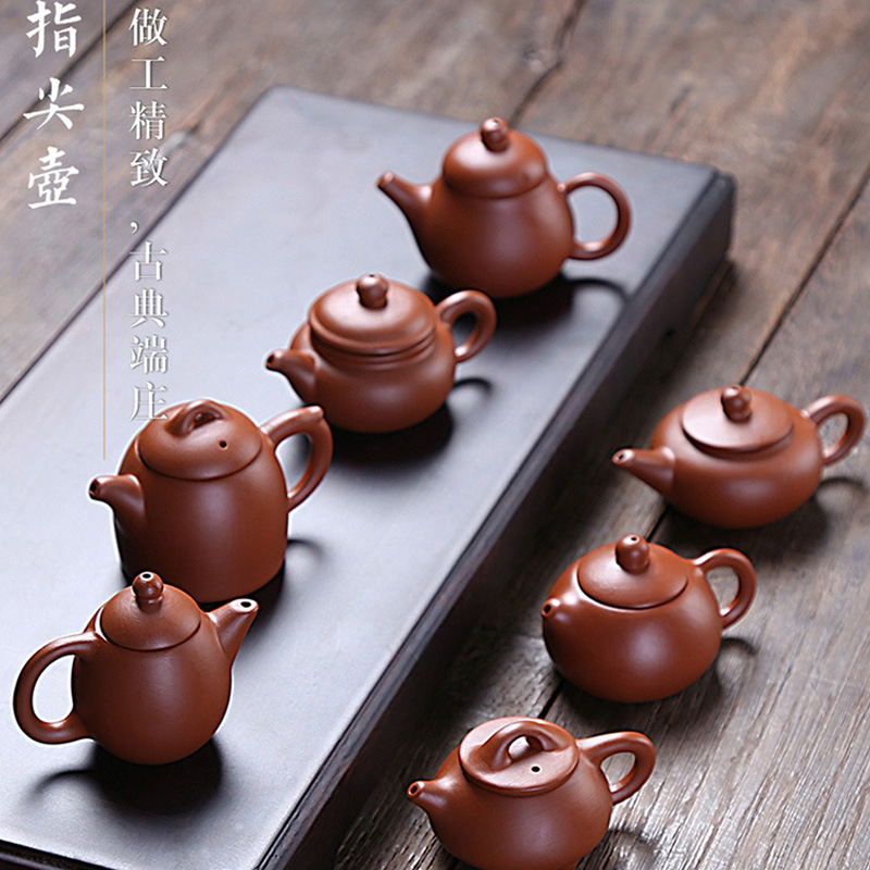 Factory Hot Sale Mini Purple Sand Pot Tea Pet Ornaments Creative Boutique Fingertip Pocket Small Teapot Tea Playable