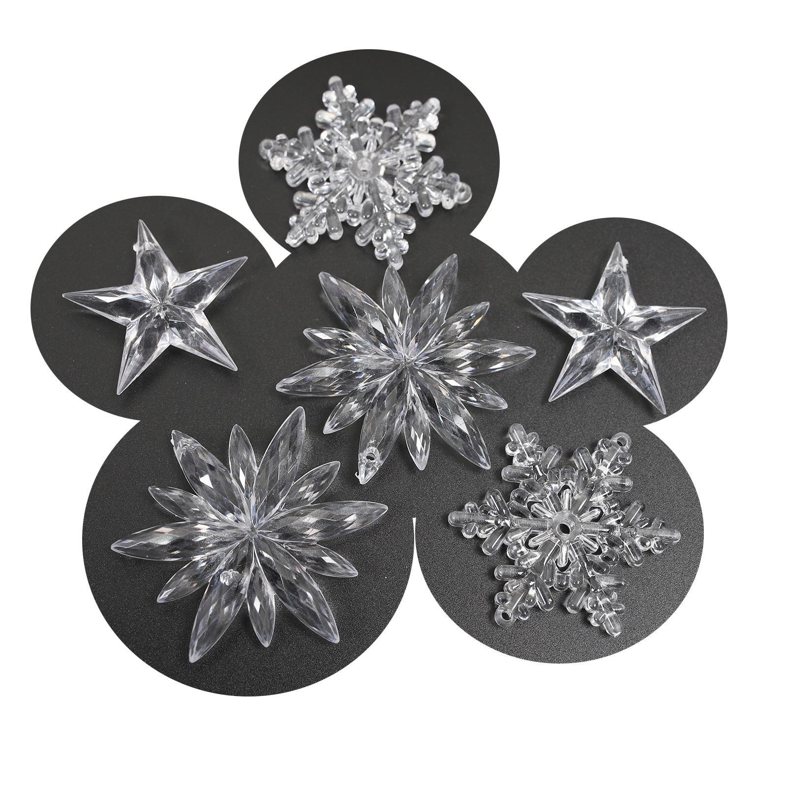 Amazon hot new Christmas decorations Christmas tree acrylic transparent snowflake string ice hanging