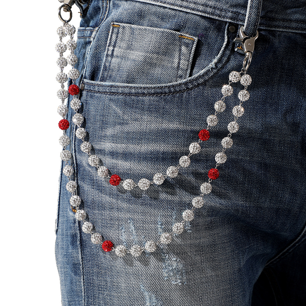Европейская и американская высококачественная цепочка для штанов, глиняная алмазная шариковая модная нишевая цепочка для талии, ручная работа, оптовая цепочка для тела