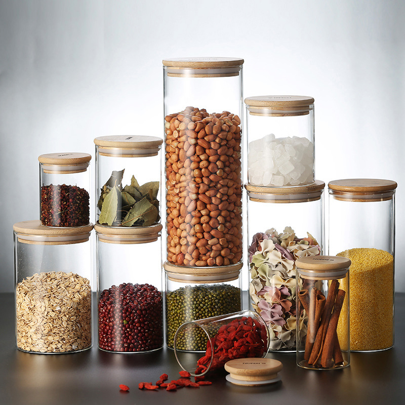 Wholesale Glass Sealed Jar Straight Tea Jar Dried Fruit Snack Storage Glass Bottle Candy Storage Jar Kitchen