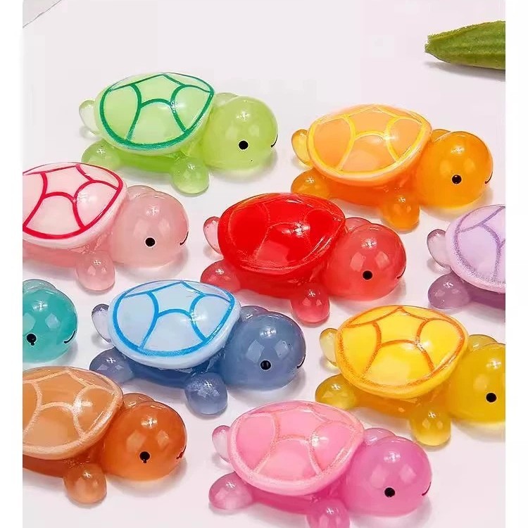 Internet Celebrity Cartoon Turtle Series Micro-Scenery Fish Tank Landscaping Ornaments Cute Colorfulful Little Turtle Luminous Ornaments