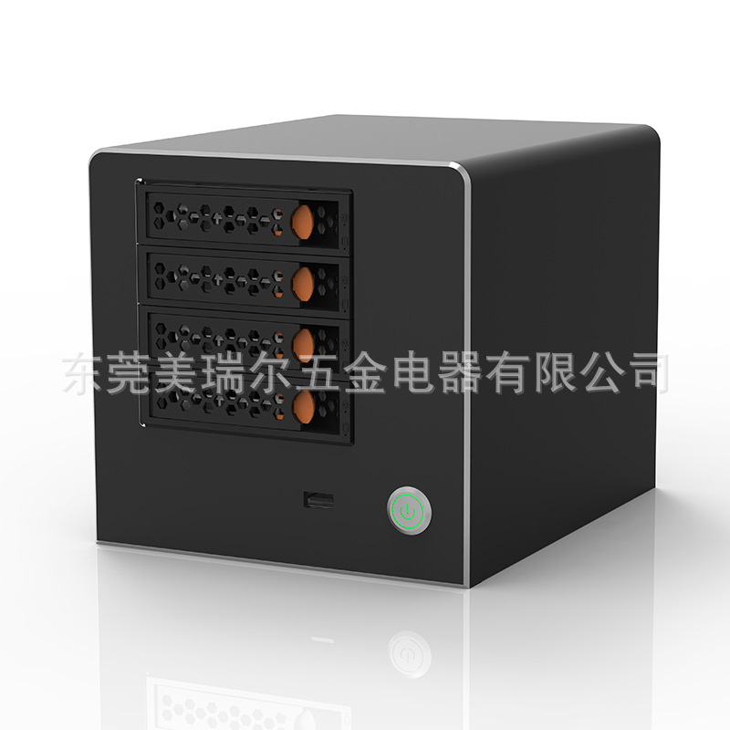 Manufacturer Hot Selling Black Square Nas Storage Chassis Server 4-Bay Aluminum Alloy Panel Computer Chassis