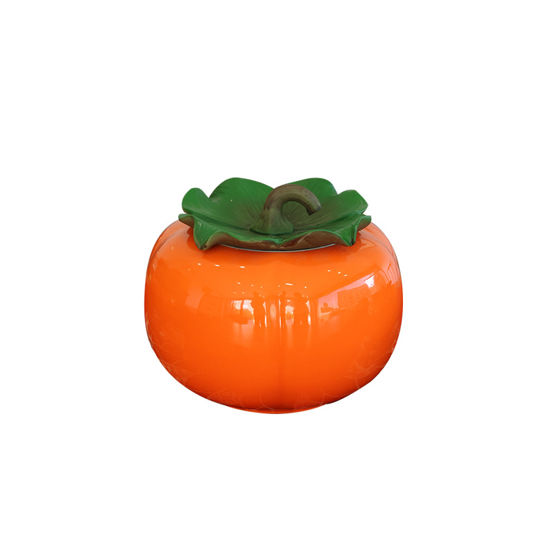 Fine Persimmon Jar Black Tea Green Tea Ceramic Tea Jar Sealed Storage Jar Tea Packaging Empty Jar Decorative Ornaments