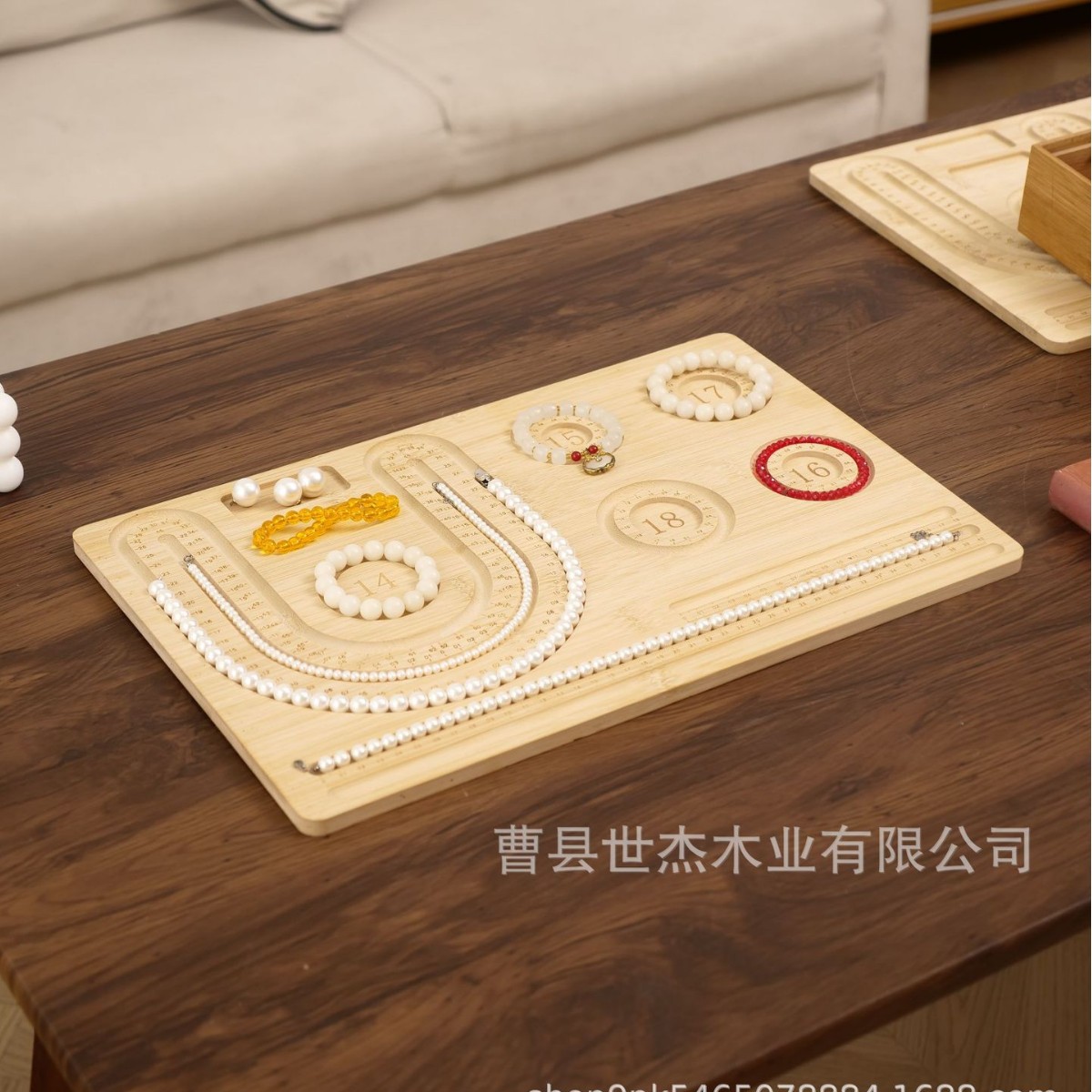 Casual Wooden Beading Tool Bamboo Bracelet Storage Tray Rectangular Solid Wood DIY Jewelry Design Beading Tray