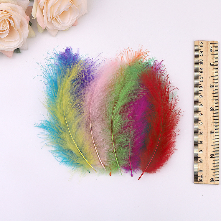 Cross-Border Wholesale Turkey Feathers Pointed Tail Velvet Feathers Colorful Feathers Dream Catcher Feathers Feather Lamp Wave Ball Feathers